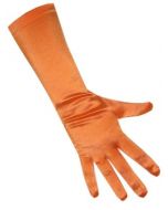 Handschoenen satijn stretch luxe 40 cm oranje one size
