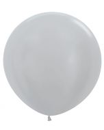 Topballon 90 cm zilver