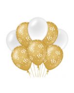 16 Jaar - Ballonnen Goud/Wit