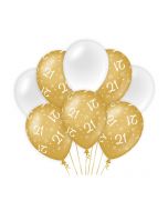 21 Jaar - Ballonnen Goud/Wit