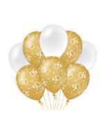 30 Jaar - Ballonnen Goud/Wit