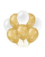 60 Jaar - Ballonnen Goud/Wit