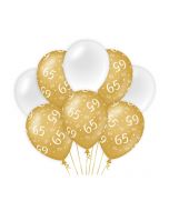 65 Jaar - Ballonnen Goud/Wit