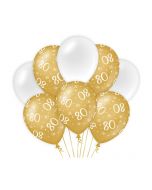 80 Jaar - Ballonnen Goud/Wit