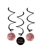 18 Jaar - Swirl Decoratie roségoud/zwart