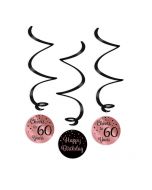 60 Jaar - Swirl Decoratie roségoud/zwart