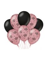 16 Jaar - Ballonnen Roségoud / Zwart