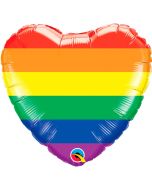 Hart Ballon Folie Rainbow Stripes heartshape
