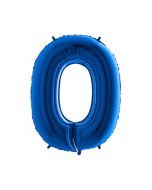 Folieballon Blauw Cijfer 0 - 86 cm
