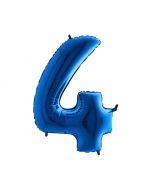 Folieballon Blauw Cijfer 4 - 86 cm
