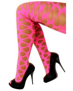 panty grote gaten fluor pink one size