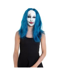 Halloween Masker Enge Vrouw Met Blauw Haar