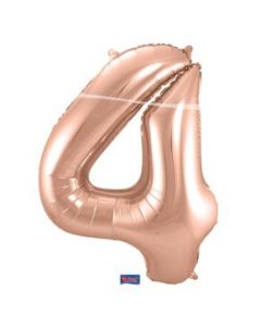 Folieballon RoseGold Cijfer 4 - 86 cm