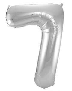 Folieballon Zilver Cijfer 7 - 86 cm