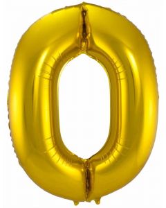 Folieballon Goud Cijfer 0 - 86 cm