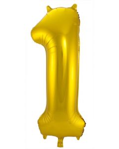 Folieballon Goud Cijfer 1 - 86 cm