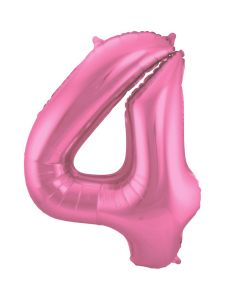 Folieballon Roze Metallic Mat Cijfer 4 - 86 cm