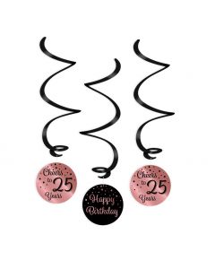 25 Jaar - Swirl Decoratie roségoud/zwart
