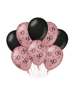 50 Jaar - Ballonnen Roségoud / Zwart