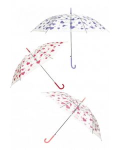 Paraplu transparant met hartjes