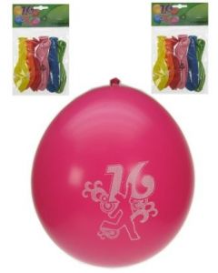 Leeftijdballon 16 jaar per 8 32cm/11inch