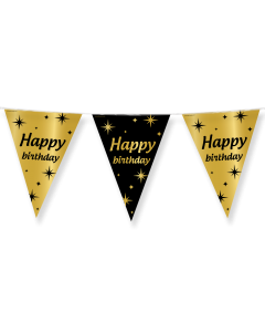 Happy Birthday Classy Party Vlaggenlijn 10 meter 2 zijden bedrukt.