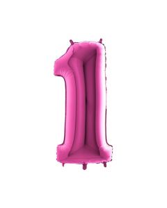 Folieballon Roze-Magenta Cijfer 1 - 86 cm